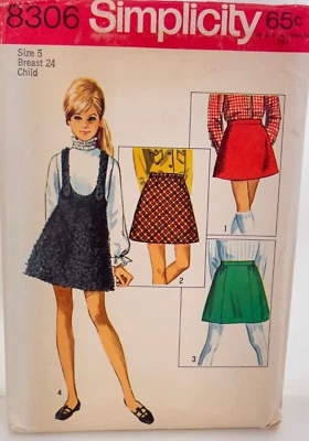 #8306 Simplicity VTG Childs and Girls Skirts and Jumper Sewing Pattern Size 5