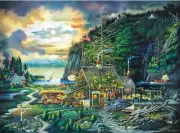 Moonlight Roses 1000 Pc Jigsaw Puzzle Charles Wysocki NEW river cabin lake art