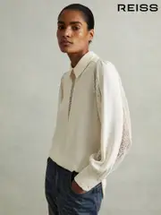 Reiss Cream Renata Lace Insert Blouse (E38866) | $260