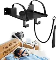 CPAP Wall Mount Shelf for ResMed AirSense 10 with Adjustable Angle CPAP Hose Holder and Hook for CPAP Tube & Mask [Avoid Hose Entanglement], CPAP Supplies Stand for Bedside Organization- Black