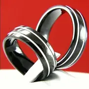 Wedding Band Women's Men's Stainless Steel Engagement Eternity CZ Bridal Ring