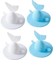 2sets Practical Fishtail Design Sink Plug Wide Rim Floor Drain Cover for Kitchen Bathroom Easy to Use Drain Stopper Sink Strainer Creative Kitchen Bathroom 2pcs*2