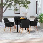 5 Piece Garden Dining Set with Cushions BlackvidaXL