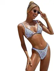 [Generic] Women's Floral High Cut Two Piece Bikini Swimsuit Sexy Thong Micro Bathing Suit Triangle Swimwear