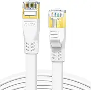 CAT8 Ethernet Cable, 30m 26AWG High Speed 40Gbps 2000MHz Heavy Duty Shielded S/FTP Flat CAT8 Gigabit Network Internet RJ45 LAN Patch Cord for Gaming, PS5, PS4, PS3, Xbox, Router, Modem (30m White)
