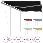 Automatic Retractable Awning with Posts Folding Multi Colours/Sizes vidaXL