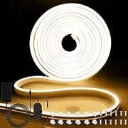 LED Neon Rope Lights,9.84ft/3m Warm White Neon LED Strip Light,12V Dimmable Waterproof LED Lights,Flexible Neon Lights for Bedroom Kitchen Indoor Outdoor Decoration.(Power Adapter Included)