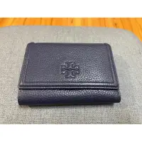 在飛比找蝦皮購物優惠-tory burch TB 二手極新 正品 深藍色 荔枝皮 