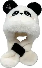 APLVFFZH Children Panda Cartoon Hat Scarf Plush Animal Hat Baby Ear Protection Cap Children, White