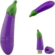 Eggplant Vegetable USB Drive - Strawberry, Tomato, Pineapple, Banana, Watermelon Carrot, Brinjal, Corn Flash Drive for Boys and Girls - Trendy Flash Drive - Back to School Gifts (Eggplant)