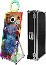 65 Inch Mirror Photo Booth Selfie Led Frame Portable Touch Screen Magic Mirror Booth Machine for Wedding Party Events (White, 65 inch(43''Screen))