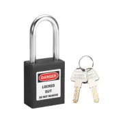 Lockout Tagout Locks 1-1/2 Inch Shackle Key Different Plastic Padlock Black