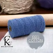 3MM macrame Braided cord, POWDER BLUE, 100m, 100% Cotton Rope Yarn Craft