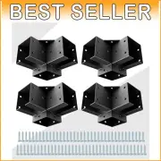 Retro Black Silver Pergola Brackets for 4x4 Posts - Rust Resistant 90° Angle