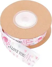 KOMBIUDA Mother's Day Present Box Ribbon Yards Ribbon with Heart and Flamingo Print for and Crafting Decor for Festive Celebrations