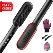 Ionic Hair Straightener Brush 2-in-1 Nano Titanium 9 Temp Settings LED Display S