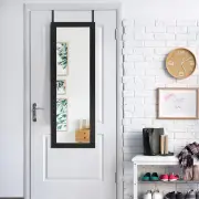 CostwayWall/Door Mounted Jewelry Armoire with Storage Shelves and 2 Hanging Hook-Black