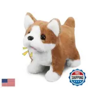 Sotodik Electric Plush Toys Corgi Puppy Interactive Pet Dog-Walking,Barking,T