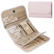 NNEDSZ Pink Travel Jewelry Organizer - Compact Roll-Up Storage Bag with Multiple