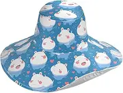 Cute Cartoon Blue Hippo Foldable Visor hat for Women for Travel Decorative Sun Protection hat for Ladies Beach Collapsible Sombrero de sol para Mujer, Cute Cartoon Blue Hippo, One Size