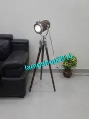Marine Spot Light marine Low Floor Lamp Searchlight Wooden Tripod Stand