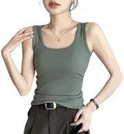 [GRECERELLE] Women's Elegant Scoop Neck Shoulder Strap Top - Perfect for Summer Overlays and Everyday Wear