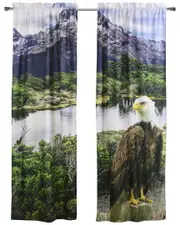 Habitat Set of 2 Photo Real Bald Eagle Light-Filtering Pole Top 37x84 Curtain Panels 74" x 84" Multicolor