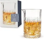 Viski Pedestal Cocktail Mixing Glass, Bartender and Bar Accessories, Crystal Pitcher, Bartending Glasses Perfect for Mixing Old Fashioned, Manhattan, ni, 23 Oz.