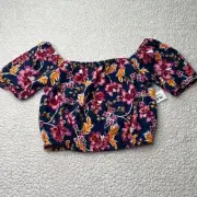 Old Navy Floral Off Shoulders Kids Crop Top Small