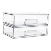 1''W Clear Stackable Storage Drawers,Pack Acrylic Plastic Organizers Bins 2