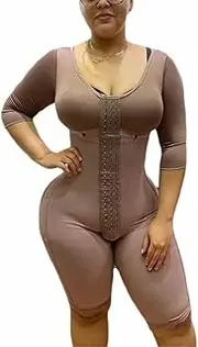 Women Hook and Eye Closure Long Sleeve Tummy Control Breast Support Bodysuit Shapewear Post Op Surgery Supplies