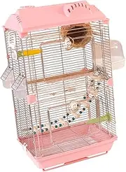 Qianly Bird Cage Birdcage Breathable Large Home Decor Parrot Cage Double Layer for Parakeets Parrotlet Lovebirds Finches Budgie, Pink