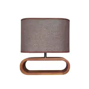 LOTUS Table Lamp ES Brown Cloth Oval OD100mm with Dark Wood