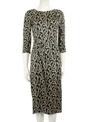 Navy Patterned Midi Dress