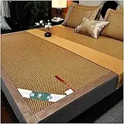 Summer Cooling Sleeping Mat for Adults,Dual-Sided Rattan and Ice Silk Fabric, Foldable Non-Slip Design,Encrypted Weaving Portable for Bedroom Bedding