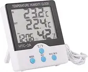 2-in-1 Thermometer Hygrometer Large Screen Digital Accurate Temperature Humidity Meter Wall Mountable No Battery Needed