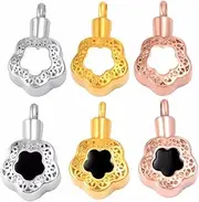 DOTUIARG 6pcs Flower Shape Stainless Steel Keepsake Pendant for Cremation Ashes - Memorial Urn Necklace for Women&Men