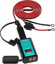Motorcycle USB Charger Dual USB Motorcycle Quick Charge 3.0 with Voltmeter 1.4m OT Exion Cable for DC12-24V Cars, Motorcycles, DSUVs, Boats ALKOY