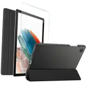 Smart Case for Galaxy Tab A8 10.5 Case with Tempered Glass Screen Black