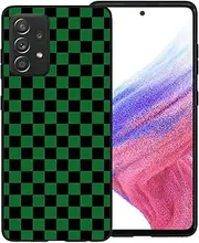 [zaztify] Phone Case for Samsung Galaxy A53 5G, Dark Green Black Grid Plaid Regular Lattice Checkered Checkerboard Cute Shockproof Protective Shell-Also Support Custom Personalized Cover