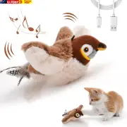 Interactive Cat Toys, Rechargeable Chirping Flapping Bird(No Flying) with Catnip