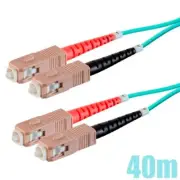 40M SC to SC UL Duplex 50/125 MultiMode OM4 Fiber Optic Optical Cable OFNR Aqua