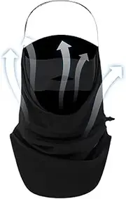 [FOCCAR] Winter Face Covering - Double-Layer Fleece Outdoor Face Cover with Fixed Headband,Breathable Winter Face Cover, Slim Warm Head Covering for Women, Men, Winter Black