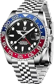 [Danmus] Top Brand Mechanical Watches For Mens 40mm GMT Automatic Mens Mechanical Watches Stainless Steel Waterproof Sapphire Glass Luminous Wristwatch for Men Ceramic Bezel PD-1662