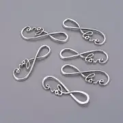 5 Infinity Pendants Connectors Antiqued Silver Link Charms Love Inspirational