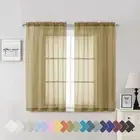 Sheer Curtains 54 Inches Length 2 Panels, Light Filtering Voile Curtain Drapes