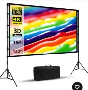 84"/100"/120" Tripod Projector Screen and Stand Movie Screen with Carry Bag 16:9