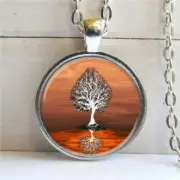BROWN TREE LIFE ART 1" Pendant Sterling 925 Silver 20" Necklace men women gift