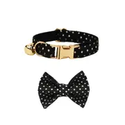 ANYWAGS Cat Collar Dotted Black Bow Small with Safety Buckle, Bell, and Durable Strap Stylish and Comfortable Pet Accessor