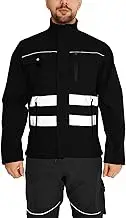 Hi Vis Softshell Jacket Men High Visibility Viz Reflective Water Resistant Shower Proof Rain Repellent Windproof Safety Site Coat Work Wear Builder Soft Shell Workwear Warm Top